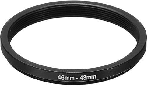 PATIKIL Anello di Riduzione in Metallo da 46mm a 43mm Alluminio Nero | Anello Adattatore Filtro Obiettivo Fotocamera, per Paraluce Obiettivo