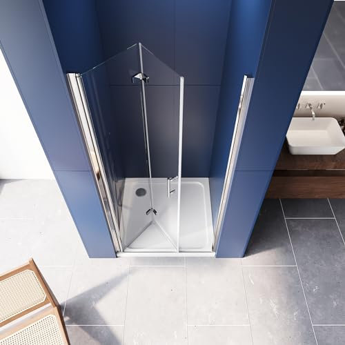 LUXESPIRE Duschtür 80x195cm Platzsparende Duschabtrennung mit 180° Falttür 6mm Nano Sicherheitsglas Einfache Installation Einzelfalttür Duschkabine