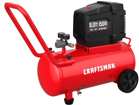 CRAFTSMAN Air Compressor 8 Gallon Oil-Free 1.8 HP Max 150 PSI Horizontal Tank Portable