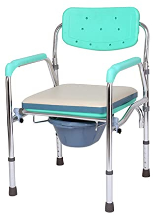 Klappbarer Toilettenstuhl, Nachttischstuhl, höhenverstellbar und breit, Duschstuhl mit Armlehnen und Rückenlehne, Toilettenstuhl mit gepolstertem Sitz, Mobile Toilette für Erwachse