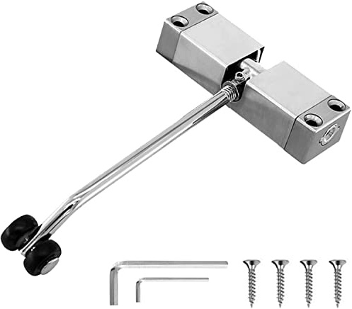 Ressorts de porte for fermer la porte, ferme-porte 1 pièces, ferme-porte automatique, charnière tampon silencieuse à ressort réglable en alliage de zinc, ferme-porte anti-piège invisible en acier inox