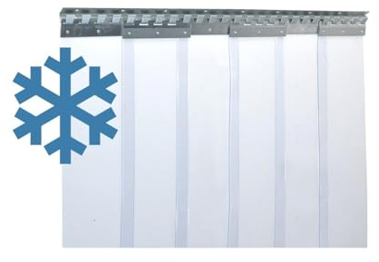 Zettl GmbH PVC-Streifenvorhang, kältefeste Lamellen 2x200mm, HxB 2,00x1,35m | Für den Tiefkühlbereich: +/- 0,0 °C bis -25 °C, Beschläge aus Edelstahl, für Tiefkühlzellen, Kühlwagen, Tiefkühlräume