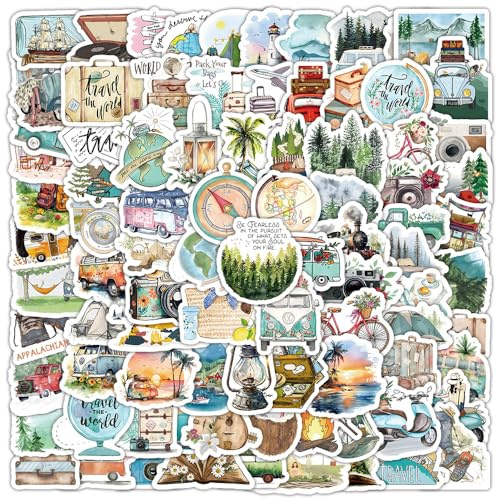 PRETTYSUNSHINE Outdoor-Reise Sticker Set 200 Stück, Vintage Aesthetic Sticker für Koffer Fahrrad Journal Scrapbook Helm Laptop Skateboard Motorrad Wasserfest Decals Stickerbomb