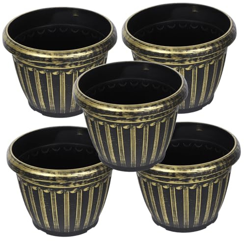 FONDOTIN 5piezas Macetas De Bonsái De Plástico De Maceteros Decorativos para Plantas De Interior y Exterior para Jardín Balcón y Ventanas Material Resistente y Ligero Base