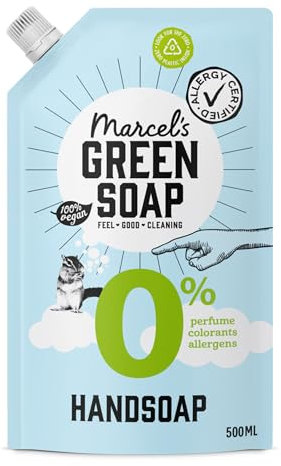 Marcel's Green Soap - Recharge de savon pour les mains 0% - Pour les peaux sensibles - Hypoallergénique - Recharge de savon liquide - Vegan - 500 ml