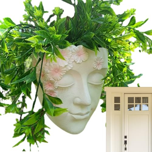 Fioriera Da Parete Con Faccia - Vaso Da Fiori In Resina Per Piante Grasse, Fioriera Creativa Da Interno A Testa | Fioriera Da Muro In Ceramica Decorativa Per Esterni, Vaso Artistico Da Appendere