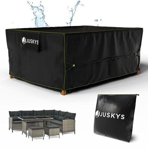 Juskys Gartenmöbel Abdeckplane CoverSafe Pro 242x182x100 cm - winterfest & wasserdicht - Schutzhülle für Gartentisch, UV-Schutz, Abdeckhaube Gartentisch