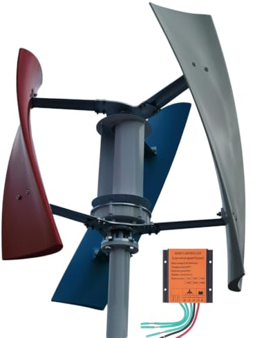 KX-ENERGIE Vertikale Windkraftanlage 600W Windrad Magnetische Levitation Helix Windturbine 12V,24V,48V Windräder,3 Flügel Wind Energie Strom Set mit Laderegler, Windgenerator Für Dächer