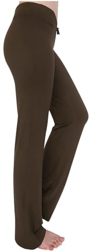 Generisch Damen Hosen Elegante Sommerhose Baumwolle Cargohose Leicht Frau Jogginghose Vintage Stoffhose Yogahose Sporthosen Lang Wide Leg Hose Braun S