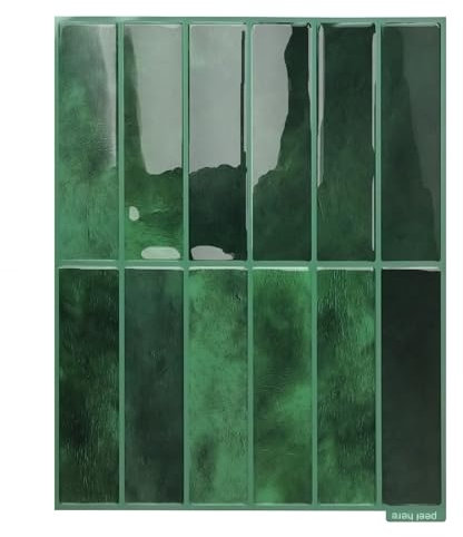 Trafagala Kitchen Stick on Tiles Green Vinyl Self Adhesive Wall Tiles Stickers Kitchen Tile Self Adhesive Splashback for Bathroom Sink, Rectangle Subway 10-Sheet, (29x23cm)