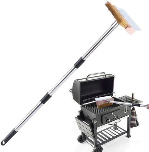 Brosse Gril Commercial Nettoyage Gril Cuisson Friteuse | Brosse à Gril en Aluminium à Long Manche Nettoyage Domestique, Restaurant, Cuisine Commerciale, Terrasse