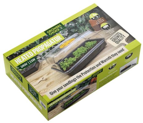 Growers Choice Electric Heated Plant Propagator 39cm, 11W Seed Starter Tray with Ventilated Shatter-Resistant Lid, Indoor Heated Seed Propagator 39 x 25 x 14cm