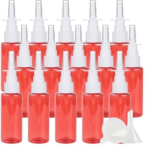 PQPAUTY 20 Pièces Flacon Pulvérisateur Nasal 50ml Rouge, Petit Flacon Vaporisateur Rechargeable en Plastique, Spray Nasal Vide pour Huiles Essentielles, Solution Saline, Voyage et Maison