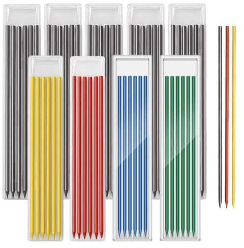 DragonX2 54 Minas Para Lápiz De Carpintero, 2,8 Mm Minas Sólidas Para Marcadores De Agujeros Profundos, Recambios Para Dibujo Y Construcción Arquitectónica