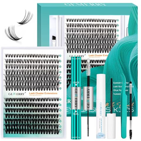 GEMERRY Kit Extension Cils Faux Cils Individuels Kit 30+40D DIY Cluster Cils D Curl 0.07mm 10-18mm avec Bond and Seal Colle Pince & Crème Remover Cils Extension(30D+40D-0.07D-Set)