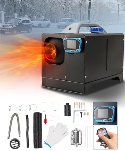 Calentador de aire diésel, calefactor de estacionamiento con silenciador y pantalla LCD, control remoto, sistema de calefacción diésel integrado, silencioso, para coches, caravanas, camiones, barcos