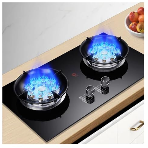 Estufa de gas para interiores con 2 quemadores, potencia de 5,2 kW, protección contra llamas para cocina, camping y catering