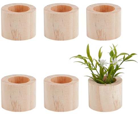 AHANDMAKER Lot de 6 supports en bois pour plantes aériennes de style rustique - Pour plantes grasses, cactus, fleurs, plantes aériennes, décoration de bureau