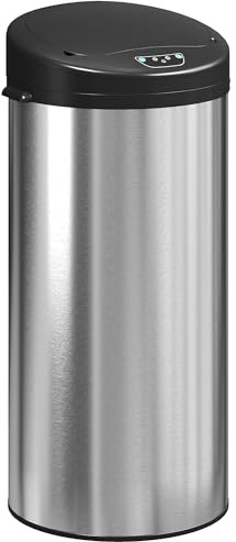 HOMCOM Poubelle de cuisine automatique 30 L en acier inoxydable, couvercle à fermeture en douceur, poubelle à capteur de mouvement sans contact, fonctionnant par piles, anti-digitales, argent