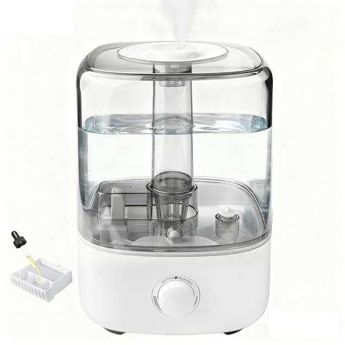 5L Humidifier for Bedroom and Large Rooms, Top Fill Cool Mist Ultrasonic Air Humidifier with Long Lasting Up to 40 Hours, Quiet Operation, 360 Degree Rotating Nozzle and Essential Oil Box