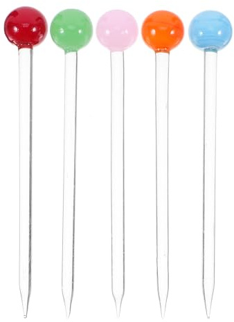 PRETYZOOM Palillos de Vidrio para Fruta 5 Piezas Agitadores Reutilizables para Cócteles y Aperitivos Tamaño Adecuado para Bebidas Postres y Helados Diseño Pulido y Seguro Reutilizable