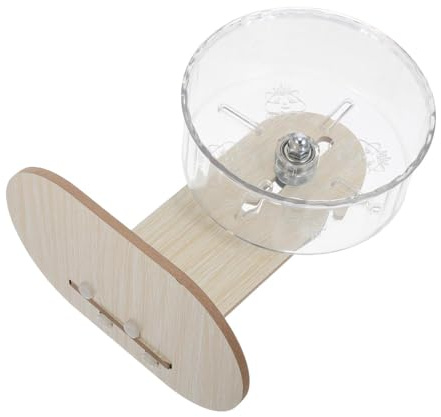KOMBIUDA Hamsterhjul med Transparent Löphjul och Trästativ Vibrationsfritt Träningshjul för Små Husdjur Inomhus för Hamster Gerbil och Möss