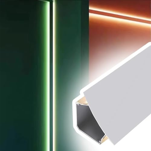 Canal de moldura de corona de luz LED – Perfil de aluminio de 8 pies para zócalo, esquinas de techo, molduras de pared e iluminación elegante