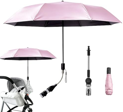 Foreverup Ombrellino Parasole Passeggino, Ombrellino Passeggino Universale, Ombrellone per Passeggino, 96cm 50+ UV Ombrello Universale per Bambini e Neonati Protezione Solare (Rosa)