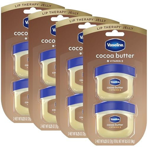 Vaseline Lip Therapy Cocoa Butter 8-Pack – Mini Lip Balms for Soft, Glowing Lips, 0.25 Oz Ea