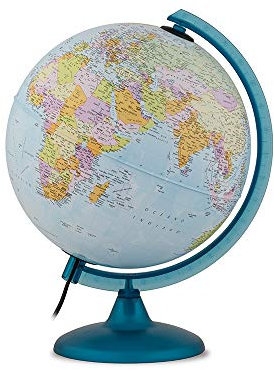 Tecnodidattica Night&Day - Mappamondo con doppia cartografia Politica e Costellazioni celesti, mappamondo accurato in lingua italiana, Diametro 25 cm