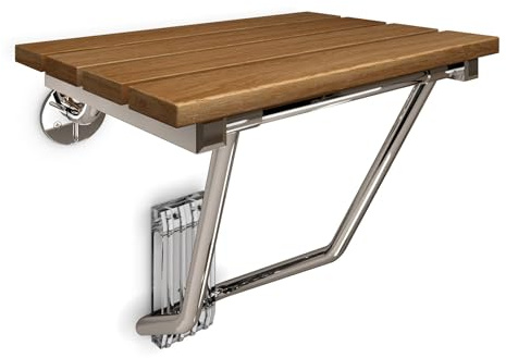 DreamLine Natural Teak Folding Shower Seat. ADA Compliant Shower Seat