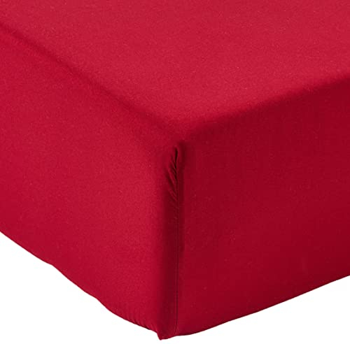 Amazon Basics Spannbettlaken, 180 x 200 x 30 cm, Mikrofaser, Spannbetttuch - Matratzenhöhe bis 30 cm, Burgunderrot