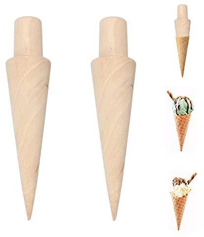 Stampo per Cialde Cono Gelato Stampi per Corno Crema Stampo per Cono Gelato Stampo Conico Rotolo Stampo per Cono Gelato in Legno Stampo per Cialde Adatto per Fare Waffle Fai Da Te Coni Gelato 2pcs