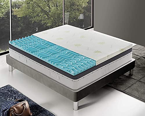 Materassiedoghe - Correttore Topper Singolo in Memory Foam SFODERABILE Alto 5 cm a 9 Zone differenziate Topper Letto Coprimaterasso Morbido Ortopedico Fodera Antiacaro Materasso (160x190)