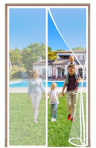 Fly Screens for Doors,Balcony Insect Privacy Door Screen 200x195cm(79x77inch) Fly Door Screen for Cellar Kitchen Living Room French Door,Keeps Mosquitoes Insects Out - White A