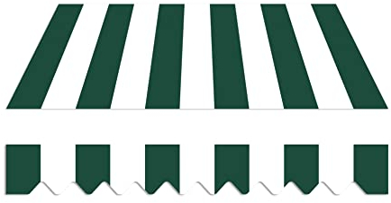 home Trends Tessuto per tende da sole 4 m con balze, 4 x 3 m, di ricambio per tende da sole, 387 x 300 cm, per balcone, impermeabile e protezione solare, panno di ricambio P2008, bianco e verde