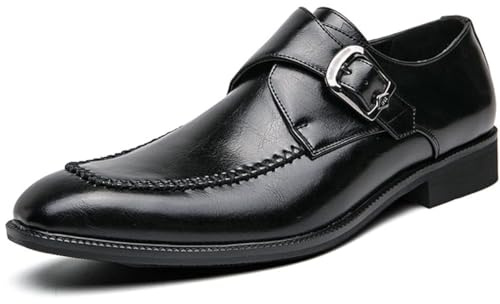 Generic Herrskydd Skor Slip på läder Brogues Moccasion Spänne Sko Icke-slip Business Office Formella skor,Black,43 EU