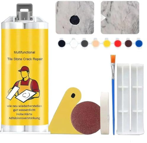 Kit di riparazione multifunzionale per crepe su pietra per piastrelle, kit di riparazione per piastrelle in gres porcellanato, kit di riparazione per piastrelle in granito e marmo (1 set)