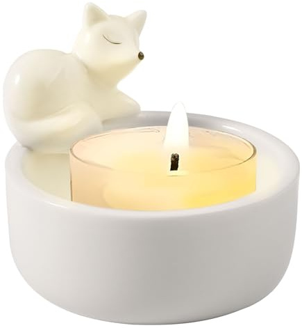 URHRHU Lying Fox Candle Holder Ceramic Cute Lying Fox Cartoon Candle Holder Lying Fox Ornaments Tea Light Candle Holders Home Accessories