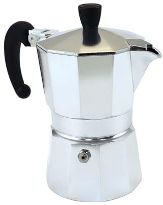 Fackelmann Caffettiera Moka da 3 tazze, per caffè aromatico ed intenso, realizzata in robusto alluminio, con beccuccio anti-goccia e manico ergonomico antiscottatura, Linea Easyprepare