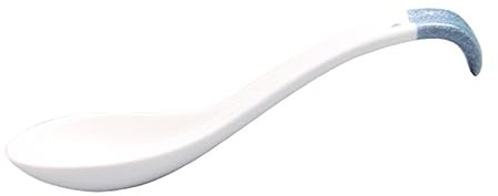 EXHUMKY Ceramic Ladle Curve Handle Japanese Style Tableware Spoon for Rice Soup Sauce Home Restaurant Flatware