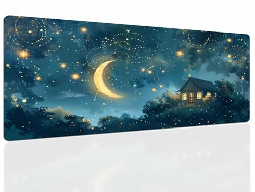 Tapis de Souris Star, Tapis Souris XXL, 1400x700x4mm Tapis de Bureau Gaming AntidéRapant, Tapis Bureau étanche, sous-Main pour Clavier et Souris, Mouse Pad Mat, pour Gamer, Ordinateur, Pc 1153