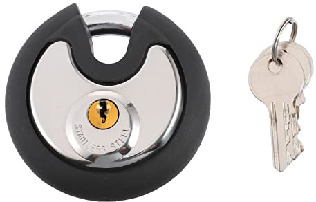 Uonlytech Cadenas Antivol Rond En Acier Inoxydable Avec Protection, Serrure Disque 70 Mm, Sécurité Renforcée Pour Portails, Vélos Et Entrepôts, De Clés Inclus