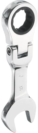 sourcing map Llave combinada de trinquete de cabeza flexible de 18 mm, métrica, 72 dientes, acero CR-V, chapado en cromo pulido, extremo abierto, llave de trinquete para sujetadores, perno de tuerca