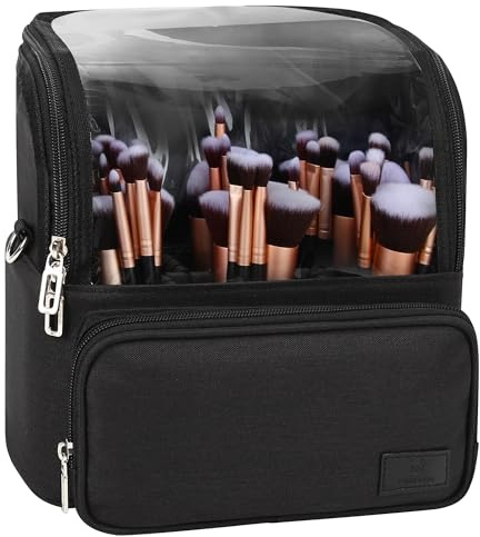 Neceser para pinceles de maquillaje extragrande, de pie y plegable, para viajes y uso doméstico, bolsa de almacenamiento profesional para artistas con separadores ajustables y correa de transporte