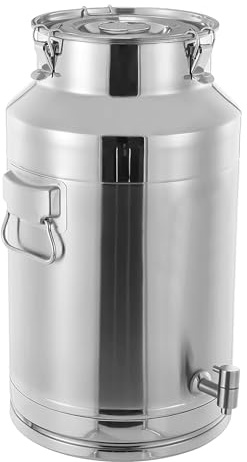 Bidone per il latte in acciaio inox 304, 15 l Contenitore per il trasporto del latte con coperchio e rubinetto sigillati per la conservazione di liquidi, ideale per latte, vino e bevande