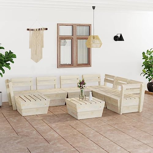 JHQHSM 3-teiliges Garten-Sofaset aus imprägniertem Fichtenholz mit Palettendesign für Terrasse und Wohnbereich, modularer Aufbau, langlebiges Lounge-Set für Entspannung im Freien,