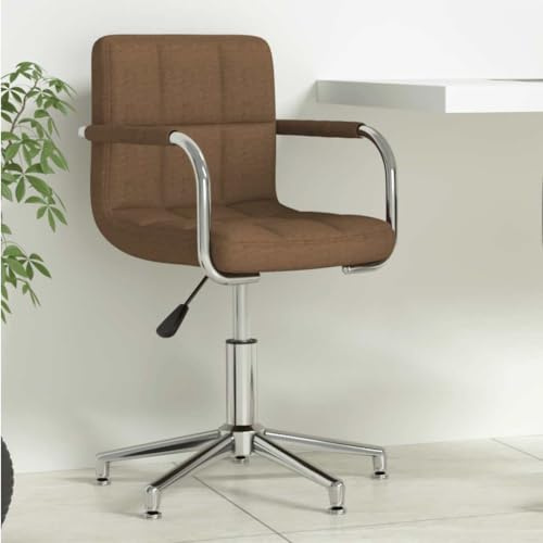Zentexion Chaise de bureau pivotante marron en tissu et acier chromé avec vérin à gaz, hauteur réglable, rotation à 360 degrés, 48 x 47 x 74,5 à 88,5 cm, pour bureau à domicile et bureau