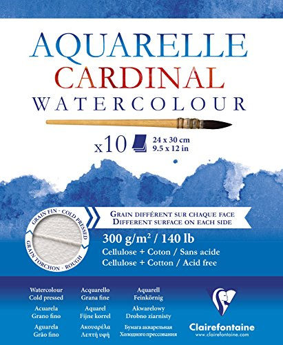 Clairefontaine Block Cardinal Aquarellpapier 10 Blatt 24 x 30 cm 300 g kopfseitig geleimt