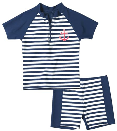 Playshoes unisex - barn zweiteilig Schwimmshirt Badeshorts Badebekleidung UV-Schutz Bade-Set Maritim, Flerfärgad, 98-104